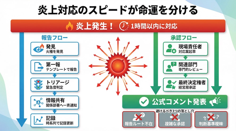 炎上対応のスピードが命運を分けるの図解