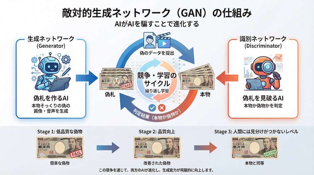 敵対的生成ネットワーク（GAN）の仕組み